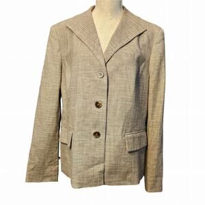 Jones New York Women's Lined Jacket Blazer Business Career Tan Stretch Sz 16